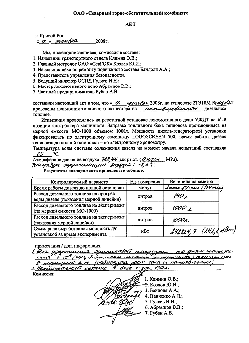 испытания отзыв экономия снижение расхода дизельного топлива